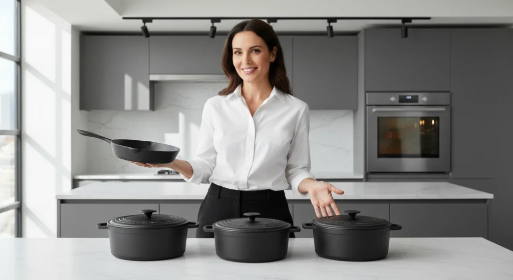 Panelas de ferro fundido são maciças em toda a estrutura